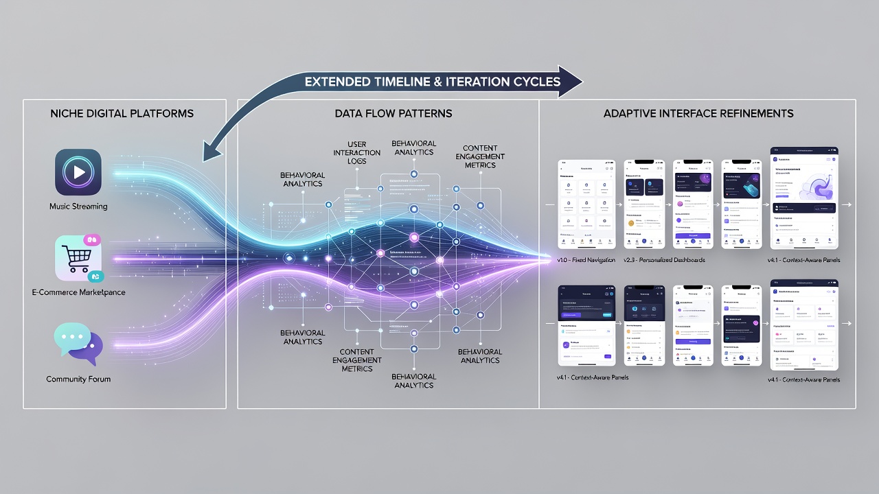 Illustration of long-term usage data driving successive interface refinements in niche applications